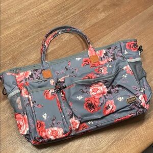 Rabjen Chic Floral Baby Bag in Gray and Red